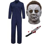 SINSEN Michael Myers Costume Mask Adults Scary Killer Outfits Jumpsuits Creepy Horror Mask Halloween Cosplay Costume