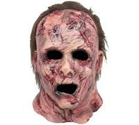 SINSEN Michael Myers Mask for Adults Scary Bloody Horror Creepy Killer Full Head Mask Latex Headgear with Hair Halloween Cosplay Party Costume Props for Men Women