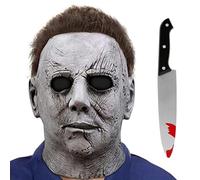 SINSEN Michael Myers Mask for Children Michael Myers Half Face Mask with Elastic Band Bloody Knife Halloween Costume Accessory Designed for Boys Girls