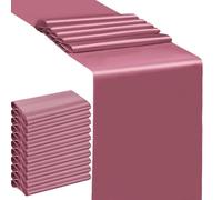 SINSSOWL 10 Pack Wedding Dusty Rose Table Runners 12 X 108 Inches Satin Mauve Table Runner for Party Birthday Banquet Bridal Shower Conference Dining Room Table Decorations - Dusty Rose/Mauve