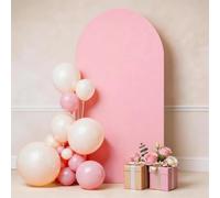 SINSSOWL 6FT Arch Backdrop Cover Pink Spandex Round Top Chiara Backdrop Cover for Wedding Birthday Party Baby Shower Anniversary Engagement Photographic Photo Backgrounds Decor