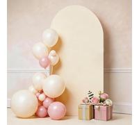SINSSOWL 6FT Ivory Arch Cover Spandex Arch Backdrop Cover Chiara Backdrop Cover for Wedding Birthday Party Engagement Photographic Photo Backgrounds Decor (Ivory)