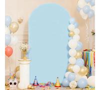 SINSSOWL 7.2 FT Light Blue Arch Backdrop Cover Fitted Spandex Wedding Arch Backdrop Fabric Covers for Baby Shower Bridal Shower Birthday Party Gender Reveal Decoration (Light Blue)