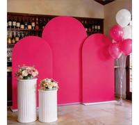 SINSSOWL Hot Pink Arch Backdrop Cover Set of 3 Spandex Arch Cover Fitted Wedding Chiara Backdrop Cover for Baby Shower Bridal Shower Birthday Party Engagement Decor (4ft 5ft 6ft)