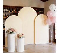 SINSSOWL Ivory Arch Backdrop Cover Set of 3 Spandex Arch Cover Fitted Wedding Chiara Backdrop Cover for Baby Shower Bridal Shower Birthday Party Engagement Decor (4ft 5ft 6ft)