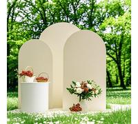 SINSSOWL Pack of 3 Arch Backdrop Cover Ivory Spandex Fitted Wedding Arch Covers for Bridal Shower Birthday Party Gender Reveal Decor (6/6.6/7.2ft)