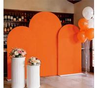 SINSSOWL Pack of 3 Arch Backdrop Cover Orange Spandex Fitted Wedding Arch Fabric Covers for Bridal Shower Birthday Party Gender Reveal Decor (6/6.6/7.2ft)