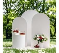 SINSSOWL Pack of 3 Arch Backdrop Cover White Spandex Arch Cover Fitted Wedding Arched Cover for Bridal Shower Birthday Party Gender Reveal Backdrop Decor (6/6.6/7.2ft)