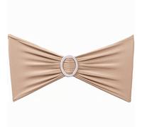 SINSSOWL Pack of 50PCS Spandex Nude Chair Sashes Bows Elastic Chair Cover Bands Slider Buckles for Wedding Reception Banquet Bridal Shower Decorations - Nude/Camel/Khaki