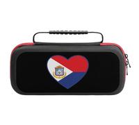 Sint Maarten Flag Heart Compatible with Switch Carrying Case Waterproof Protective Travel Bag with 20 Game Card Slots