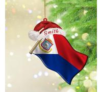Sint Maarten Hanging Ornaments City Flag Souvenir International Christmas Tree Ornament Keepsake Xmas Party Decorations Decorative Acrylic Ornament Pendant for Family Birthday New Year Home