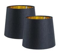 Sinta 2 Pcs 7" Lamp Shade Modern Tapered Replacement Black Fabric Simple Style Light Shade with Gold Lining for E27/E14 Table Lamp/Wall Lamp