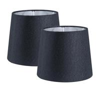 Sinta 2 Pcs 7" Modern Tapered Lamp Shade Replacement Black Fabric Simple Style Light Shade with Silver Lining for E27/E14 Table Lamp/Wall Lamp