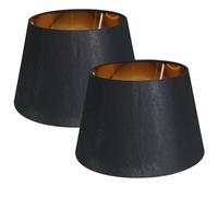 Sinta 2 Pcs 9" Modern Tapered Lamp Shade Replacement Black Fabric Simple Style Light Shade with Gold Lining for E27/E14 Table Lamp/Wall Lamp