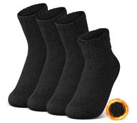 Sintege 2 Pairs Winter Insulated Socks Women Men Thermal Fuzzy Heated Thick Socks for Ski Hiking(Black)