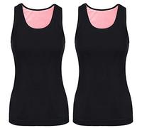 Sintege 2 Pcs Thermal Tank Top Womens Fleece Lined Underwear Tops Undershirt for Women Cotton Blend Cami Warm Base Layer Vest(Medium,Black)