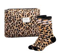 Sintege 2 Pieces Leopard Gifts with Leopard Print Tennis Socks and Cosmetic Bag Leopard Print Gifts for Women Mother Sister