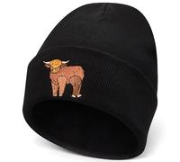 Sintege Highland Cow Beanie Hat, Embroidered Animal Winter Hat for Women Men, Cute Knitted Warm Stretchy Cap for Cow Lovers, Halloween Christmas Birthday Gift(Navy Blue,Classic Style)