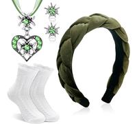 Sintege Set of 4 Beer Festival Outfit Accessories Costume Jewellery Set Women's Costume Necklace Edelweiss Stud Earrings Dirndl Headband Ruffle Costume Socks for Beer Festival Bavarian Dirndl