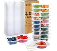 SINTENILL 40 Sets Snack Containers With Lids, Double Compartment Snack Pack Containers, Portion Control, Meal Prep, Ideal For On-The-Go Mini Sauce Boxes & Lunchable Snack Packs For Kids
