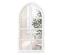 Sintosin Arched Garden Mirrors Outdoor for Walls 45 X 90 Cm, Hanging Distressed White Window Mirror, Farmhouse Wood Framed Wall Mirrors for Living Room, Hallway