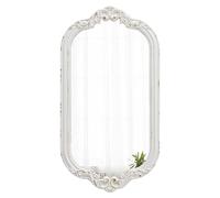 Sintosin Baroque Decorative Wall Mirror 75 x 40 cm, Distressed White Wall Mirrors for Bedrooms, Wall-Mounted Mirrors Vintage, Rectangle Mirror for Home Decor, Hallway, Living Room