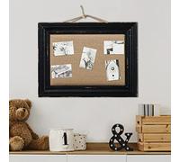 Sintosin Black Cute Linen Pin Board 30 × 40 cm, Decorative Cork Boards for Walls, Wood Small Vision Board, Farmhouse Notice Boards for Home Office School