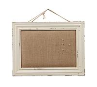 Sintosin Cute Linen Small Pin Board 40 x 30 cm, Decorative Cork Boards for Walls with White Frame, Wood Vision Board Farmhouse Notice Board for Home Office School