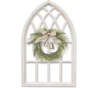 Sintosin Farmhouse Arched Window Frame for Wall Decor 80 x 50 cm, Rustic Wood Decorative Wall Panels White, Cathedral Hanging Wall Art for Living Room, Hallway