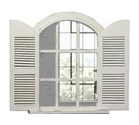 Sintosin Farmhouse Arched Window Mirror with Shutters 35 x 28 Inch Hanging Distressed Rustic Decorative Shutters Mirrors for Wall Decoration Living Room Wall Mirror Wooden Wall Mirror