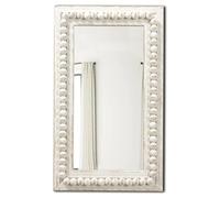 Sintosin Farmhouse Mirrors for Wall Decor with Beaded Border 24 Inches, Hanging Distressed White Bathroom Mirrors for Vanity, Rustic Wood Framed Rectangular Wall Mirrors Decorative