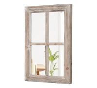 Sintosin Farmhouse Small Window Mirrors for Wall Decor 11 X 16 Inch, Hanging Distressed Wood Frame Rustic Rectangular Mirror, Shabby Chic Window Pane Mirrors for Living Room Entryway Christmas