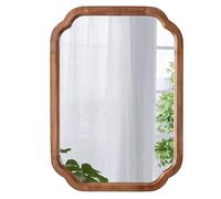 Sintosin Farmhouse Wall Mirror 40 x 60 cm, Distressed Wood Frame Bathroom Wall Mirrors, Decorative Arched Corner Rectangle Mirror for Hallway Living Room