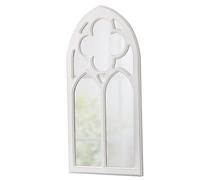 Sintosin Farmhouse White Arched Window Mirrors for Wall Decor 18 X 36 Inch, Hanging Distressed Finish Gothic Wooden Window Pane Mirror, Rustic Cathedral Decorative Mirror Living Room Hallway Entryway
