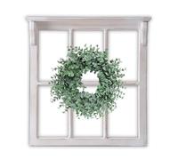 Sintosin Farmhouse Window Frames Wall Decor 29 X 30 Inch, Hanging Distressed White Rustic Rectangle Window Frame, Vintage Carved Wood Framed Wall Decor Living Room, Shabby Chic Home Decor