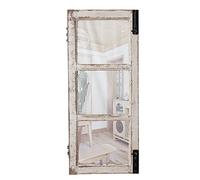 Sintosin Farmhouse Wood Framed Window Mirror, 14" x 33", Antique White