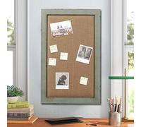 Sintosin Green Framed Pin Board, Large Linen Notice Board 46 x 73 cm
