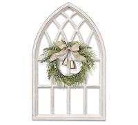Sintosin Rustic Arched Window Frame 20 x 32 Inch, Hanging Distressed White Window Pane Wall Decor, Farmhouse Window Frame Decor, Wooden Cathedral Window Frames for Wall Decor Living Room Christmas