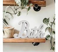 Sintosin Rustic Bath Signs for Bathroom 14 inches, Distressed White