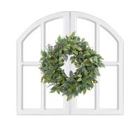 Sintosin Rustic Fake Windows for Cathedral Wall Decor 15 X 30 Inch, Vintage Distressed White Window Frame for Entryway Decor Wall, Handmade Wooden Window Pane for Farmhouse Bedroom Decor