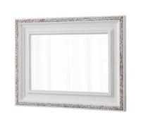 Sintosin Rustic White Wall-Mounted Mirrors for Wall Decor Living Room 24 X 32 Inch, Hanging Distressed Rattan and Wood Frame Boho Mirror, Rectangle Farmhouse Bathroom Mirror, Horizontal or Vertical
