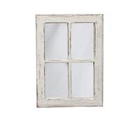 Sintosin Rustic Window Pane Mirror Wall Decor 11 x 16 inches, Distressed White Rectangle Hanging Mirror with Wood Frame, Handmade Decorative Vintage Mirrors for Living Room