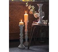 Sintosin Rustic Wooden Candle Holders for Pillar Candles 40.5 cm Tall, Distressed White Pillar Candle Holder, Farmhouse Decor Table Centrepiece Candlestick Holders Vintage