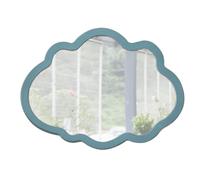 Sintosin Small Blue Wall-Mounted Mirrors 12 X 16 Inch, Wood Frame Cloud Teal Mirror Decor for Living Room Hallway, Wall Hanging Handmade Distressed Finish Decorative Cute Nursery Mirrors for Wall Boy
