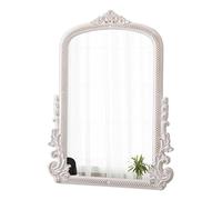 Sintosin Vintage Arch Mirror 30 X 23 Inch, Hanging Distressed Rustic White Wood Frame Large Antique Vanity Mirrors for Wall Decor Living Room Bathroom Bedroom Entryway Hallway Table