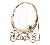 Sintosin Vintage Gold Standing Table Mirror Metal Framed, Antique Makeup Mirror with Stand for Desk, Vanity Mirrors Tabletop for Living Room Bathroom Bedroom Shelf