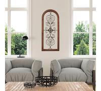 Sintosin Vintage Metal Wall Art for Living Room 13 X 32 Inches, Handmade Distressed Wooden Wall Panels with Carved Wrought Iron above Bed Decor, Farmhouse Wall Decor for Kitchen Entryway