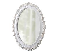 Sintosin Vintage Oval Mirrors for Wall 54 X 41 Cm, Hanging Distressed White Wooden Antique Bathroom Mirrors for Over Sink, Decorative Gold Flowers French Country Mirror, Horizontal or Vertical