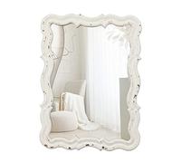 Sintosin Vintage Rectangle Wall Mirror Decorative 30 x 40 cm, Hanging Distressed White Sculpted Mirror, Farmhouse Small Wood Mirrors for Bedroom, Hallway, Living Room, Bathroom