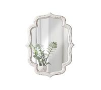 Sintosin Vintage Scalloped Wall Mirror Decorative 40 x 30 cm, Hanging Rustic Distressed White Wall Mirrors for Bedrooms, Small Mirrors for Bedroom, Living Room
